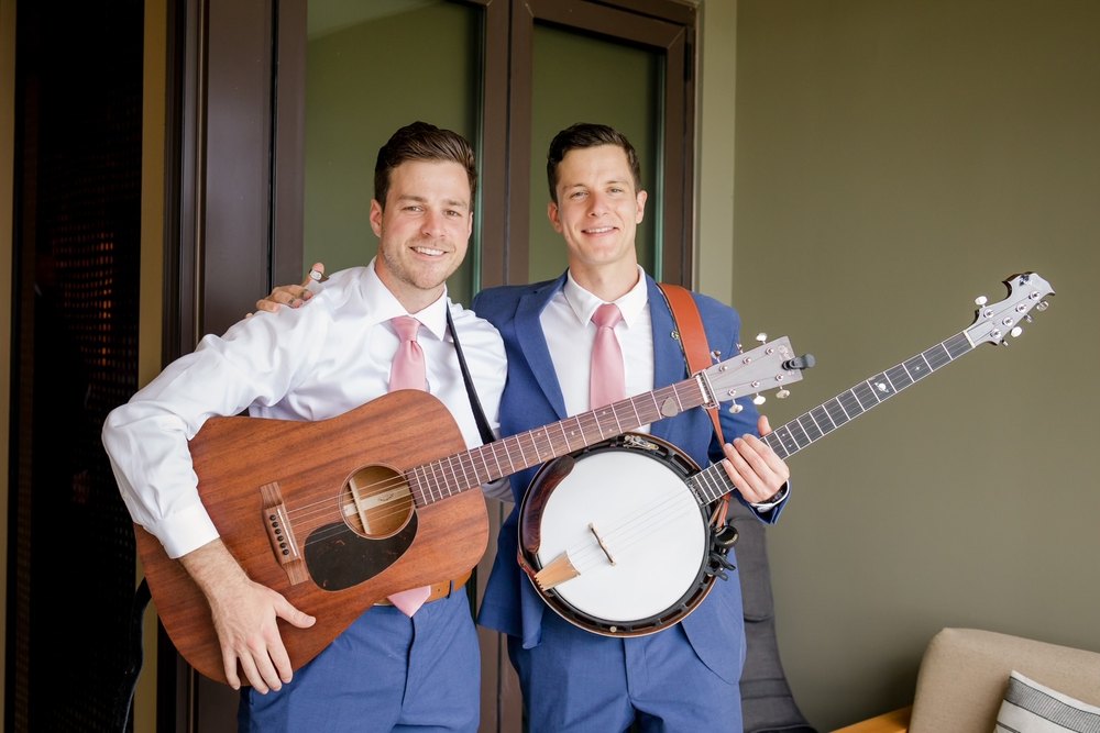Mark and Matt with guitar and banjo